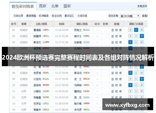 2024欧洲杯预选赛完整赛程时间表及各组对阵情况解析